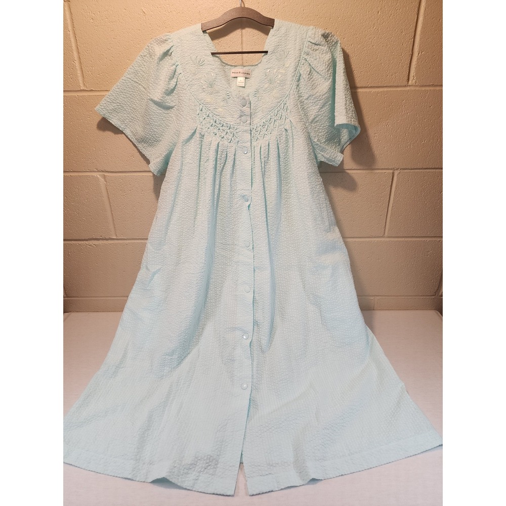 Miss Elaine Nightgown Midi Accessible Snap Front 2 Pack Size Large Grandma Core - Picture 3 of 13